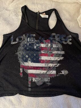 Women’s Black Graphic Love is Free Tank Top with Flag Heart